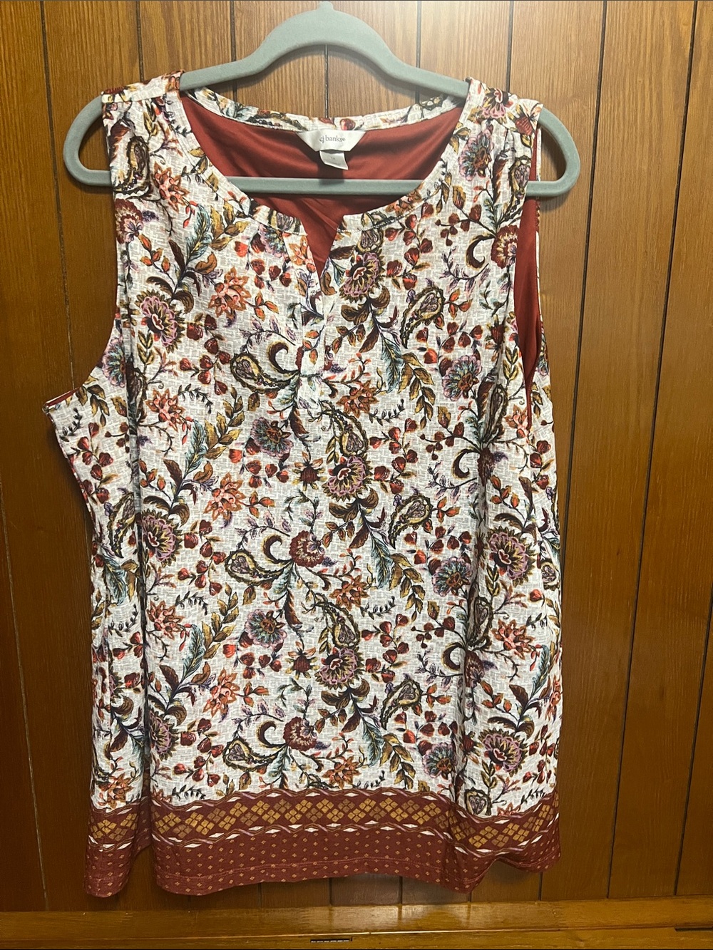 croft & barrow Rust and Cream Floral Sleeveless Tank
